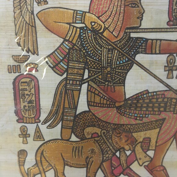 Hand-painted papyrus painted souvenir portrait (Tutankhamon Design) - Picture 3 of 16